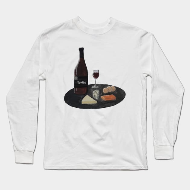 Cheese and Wine Long Sleeve T-Shirt by AlexandraRose